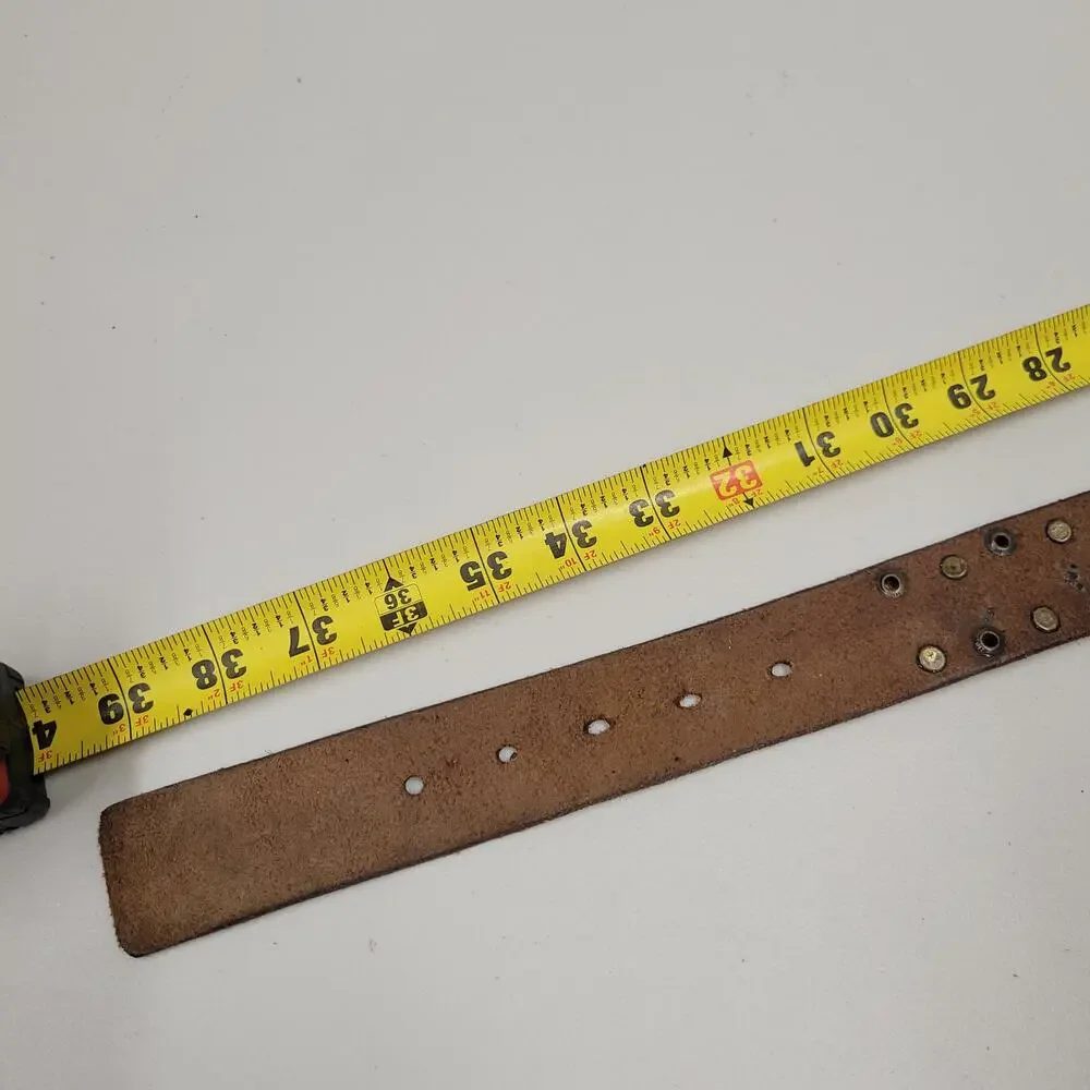 Nine West Brown Leather Studded Belt Turquoise Buckle Women's Size L/XL